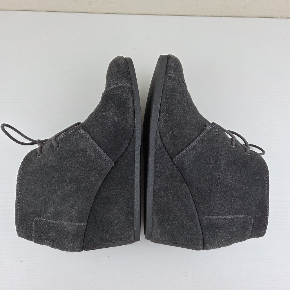 Toms Desert Suede Gray Wedge Heel Lace Up Ankle Boots Shoes Women's Size 8.5 - Picture 8 of 13